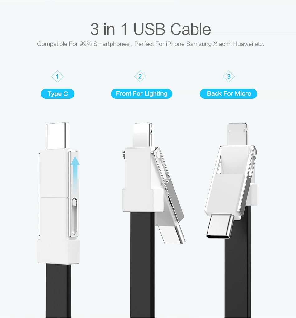 FLOVEME 3 in 1 USB Cable Micro USB